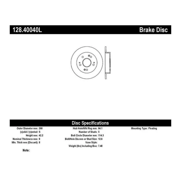 StopTech Sport Cross Drilled Brake Rotor - Left 128.40040L