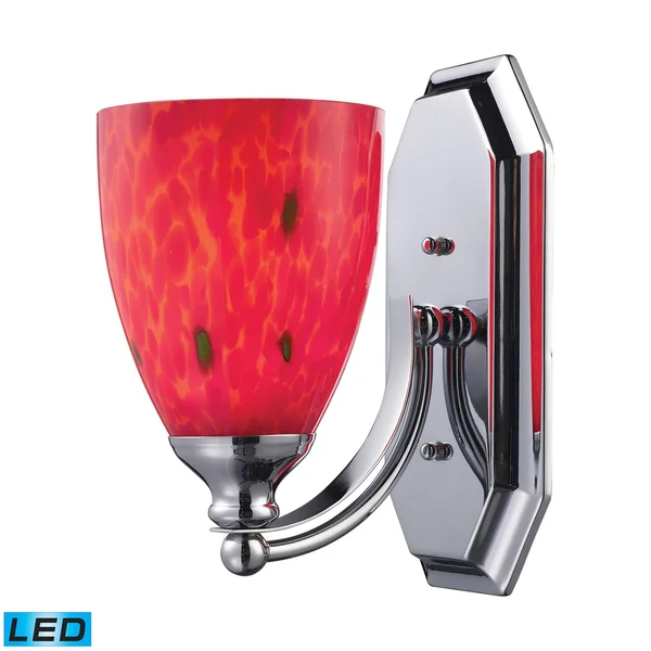 Elk Lighting 570-1C-FR-LED 1 Light Vanity in Polished Chrome and Fire Red Glass