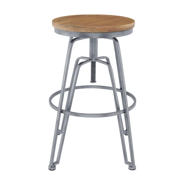 Linon Silver Wood and Metal Adjustable Stool