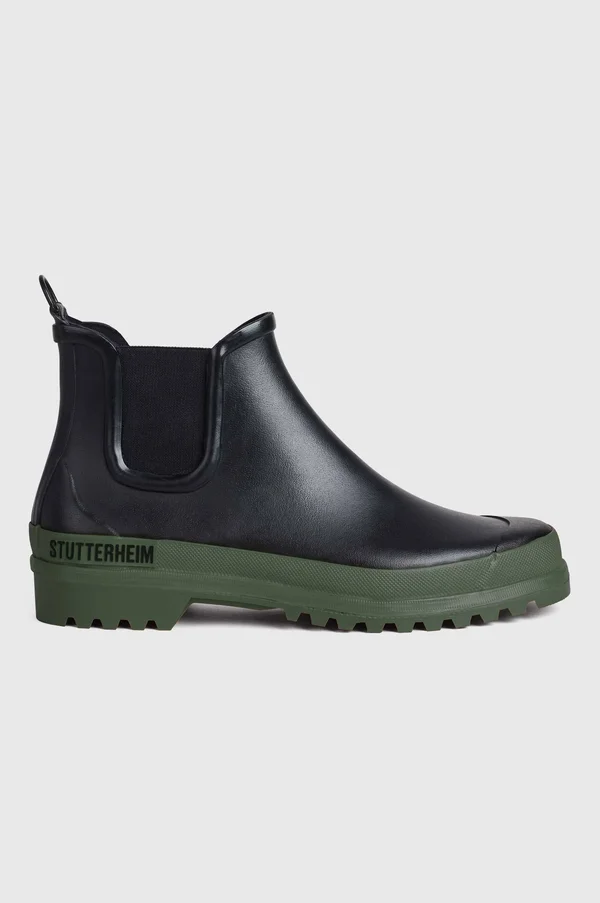 Stutterheim Black & Khaki Rainwalker Chelsea Boots