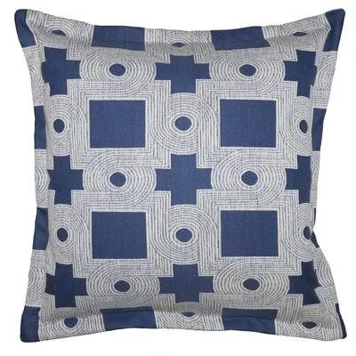 Bay Geo Pillow Cover & Insert Square Feathers Blue/White 20x22 x 20x22