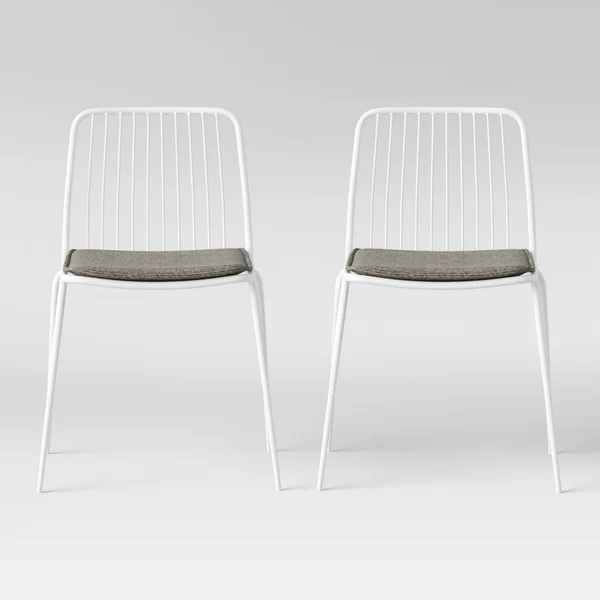 Set of 2 Sodra Rounded Seat Wire Dining Chair White - Project 62