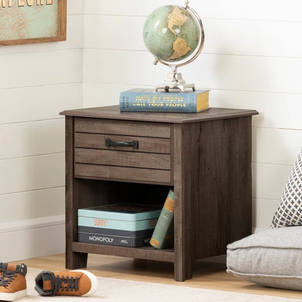 South Shore Asten 1-Drawer Nightstand - Fall Oak