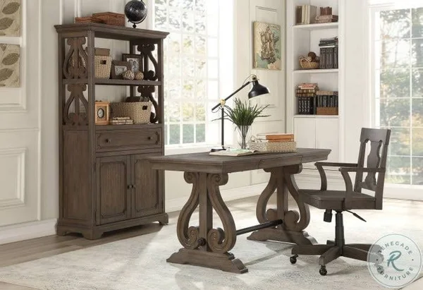 Toulon Distressed Dark Oak Drawer Writing Desk