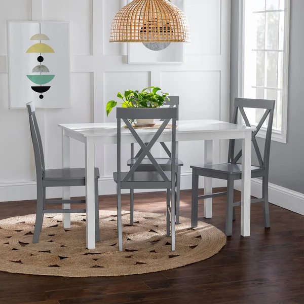 Porch & den 5-Piece Dining Set with X-Back Side Chairs - Grey, White