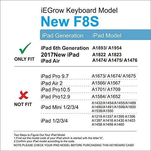 New iPad 2018 Keyboard Case - Iegrow New F8S 7 Colors LED Backlit iPad Keyboard with Protective Case Cover (Silver)