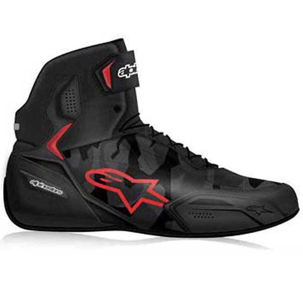 Alpinestars Faster-3 Black Gray Camo Red Fluo Motorcycle Shoes