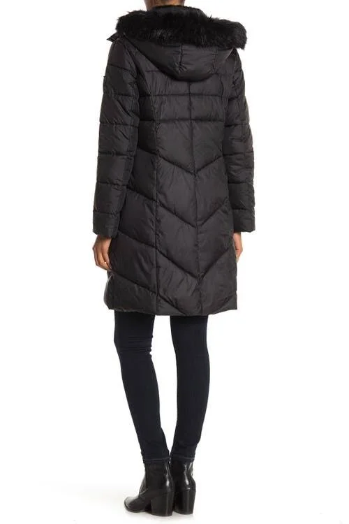 Larry Levine Womens Lightweight Midi Puffer Coat