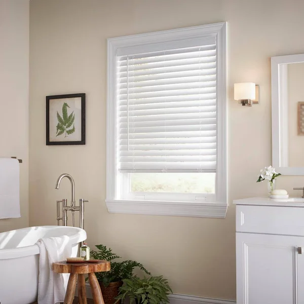Home Decorators Collection White Cordless Room Darkening 2 in. Faux Wood Blind for Window - 55.5 in. W x 72 in. L