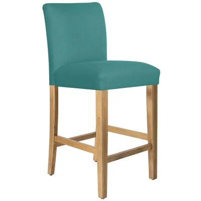 Connery Bar & Counter Stool Wayfair Custom Upholstery Leg Color: Natural Wood - Body Fabric: Linen Laguna, Seat Height: Bar S