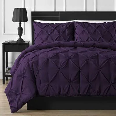 House of Hampton Bridgestone Comforter Set Size: Queen Comforter + 2 Standard Pillow Cases, Color: Plum
