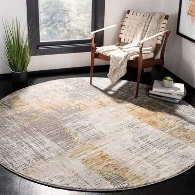Rutledge Gray Area Rug Williston Forge Rug Size: Round 5&3x22