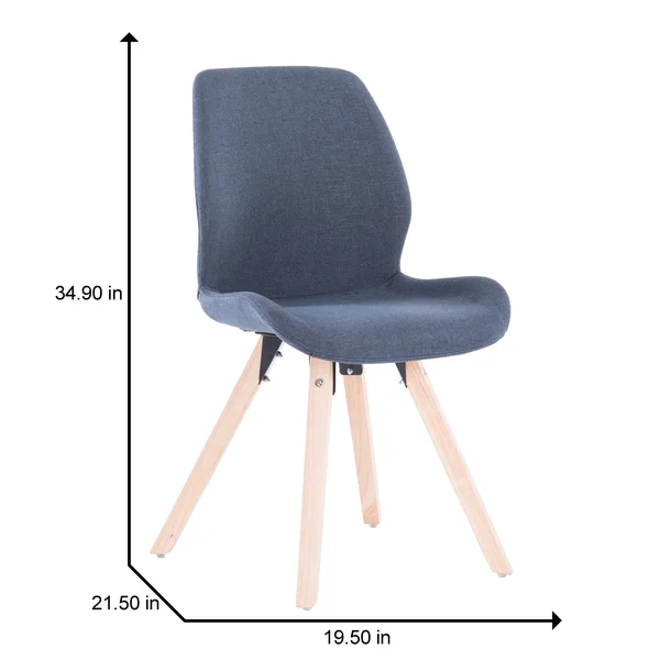 Porthos Home Modern Dining Chair with Rubberwood Dowel Legs - Set of 2 (Blue)