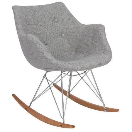 LeisureMod Willow Rocking Chair Fabric : Gray