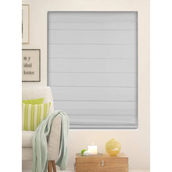 Arlo Blinds Gray Room Darkening Cordless Lift Fabric Roman Shades - 29.5x22W x 60x22H