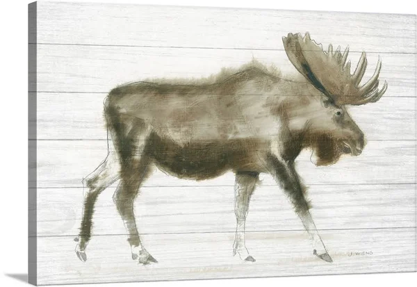 Dark Moose on Wood Crop - Canvas Wall Art, 48x32, Great Big Canvas