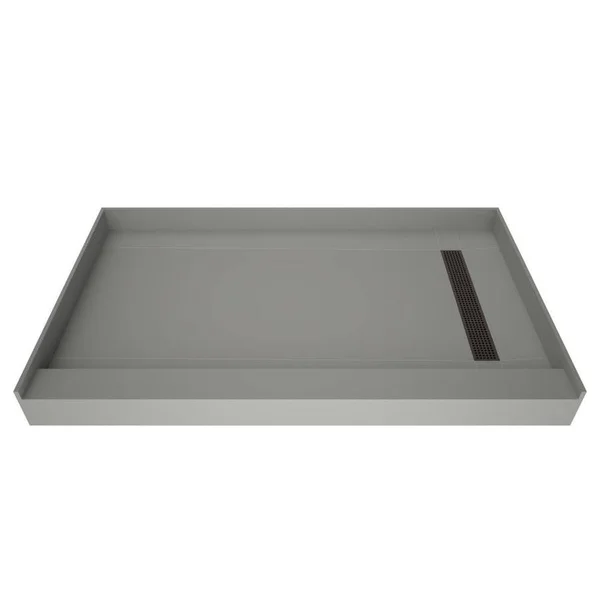 Tile Redi Single Threshold Shower Base with Designer Grate, Bronze