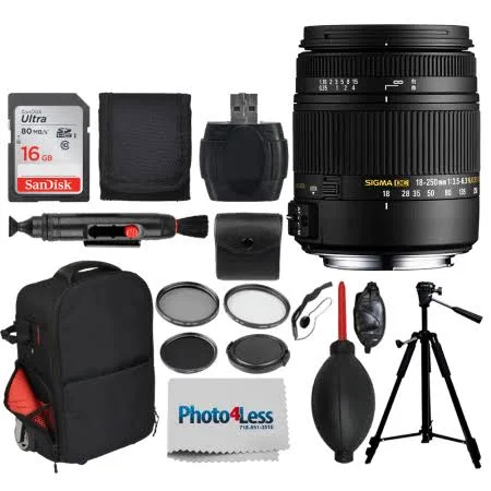 Sigma 18-250mm F3.5-6.3 DC Macro Os HSM for Nikon F + Trolley + Top Value Bundle