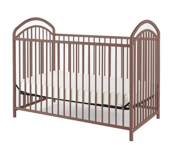 Benzara BM204120 Metal 3 in 1 Full Size Twin Arched Crib with Grid Details Dark Brown