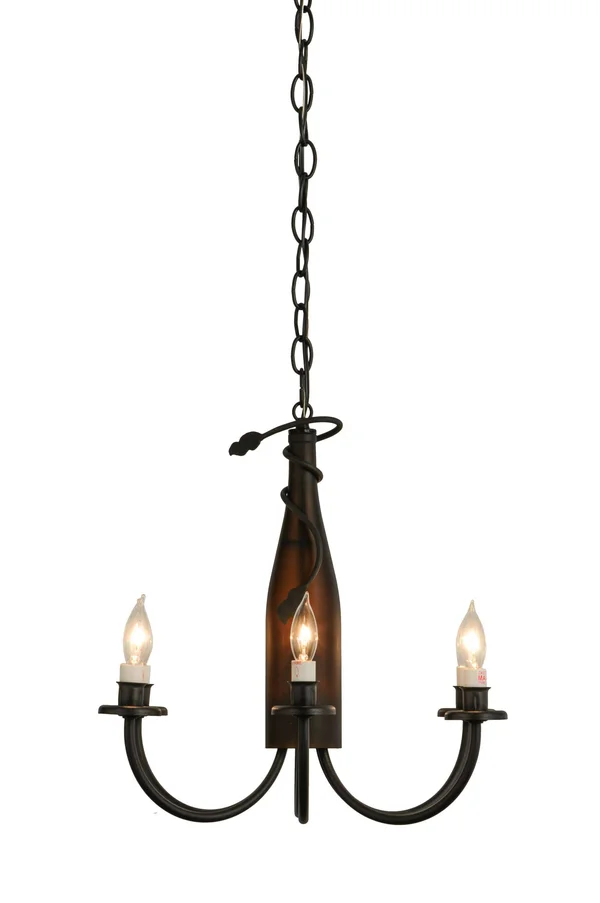 Meyda 18x22W Tuscan Vineyard Frosted Amber 6 LT Wine Bottle Chandelier - 121456