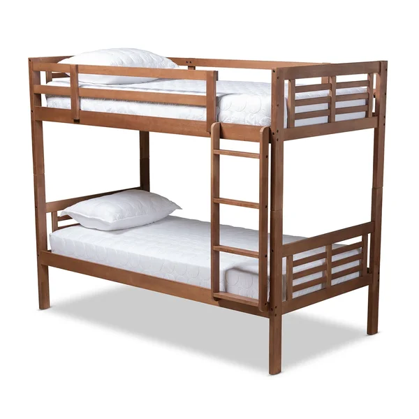 Baxton Studio Liam and Walnut Brown Finished Wood Twin Size Bunk Bed