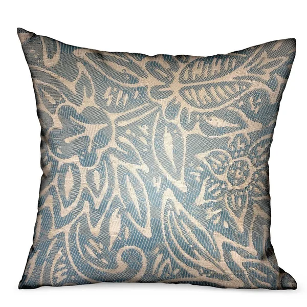 Plutus Brands PBDUO111-2424-DP 24 x 24 in. Serene Oasis Blue Cream Floral Luxury Outdoor & Indoor Throw Pillow