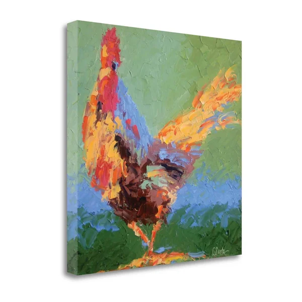 Tangletown Fine Art 'Rooster V' Print on Canvas - Green