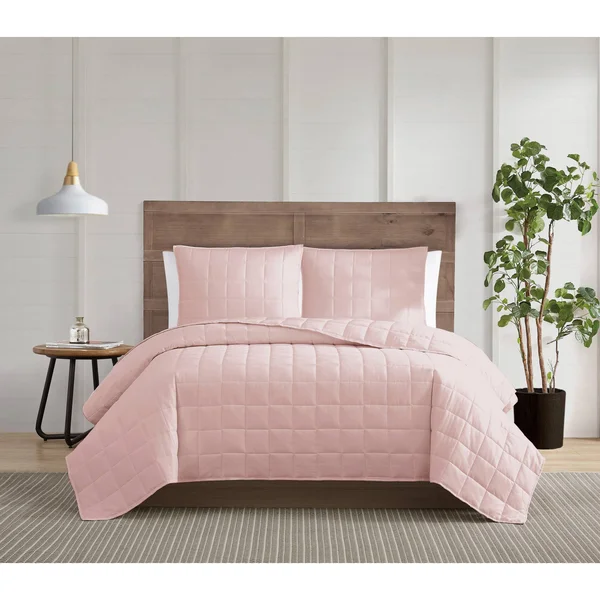 Truly Calm Silver Cool 3-Piece Full/Queen Quilt Set in Blush