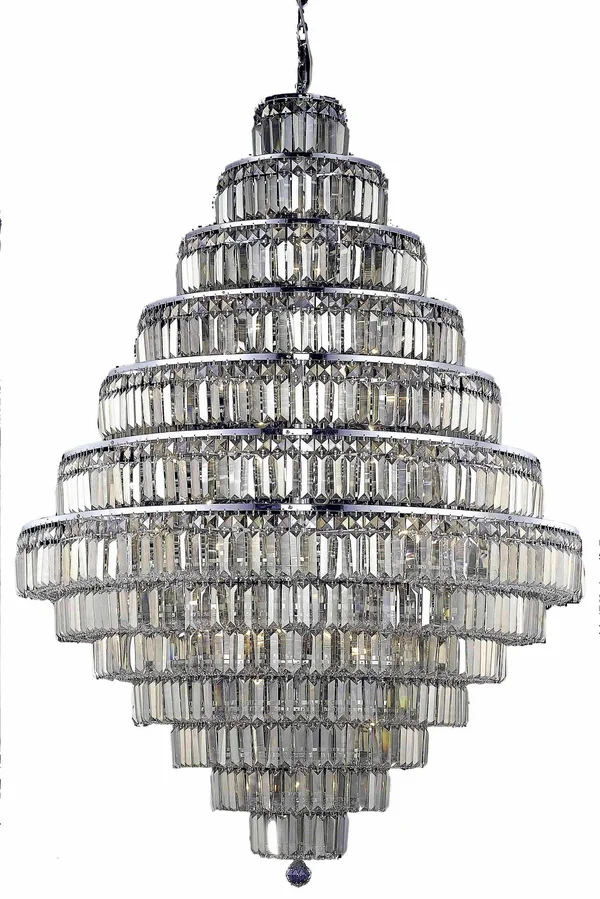 Elegant Lighting V2038G42C-GT/SS Maxime 38 Light Chrome Chandelier Golden Teak (Smoky) Swarovski Elements Crystal