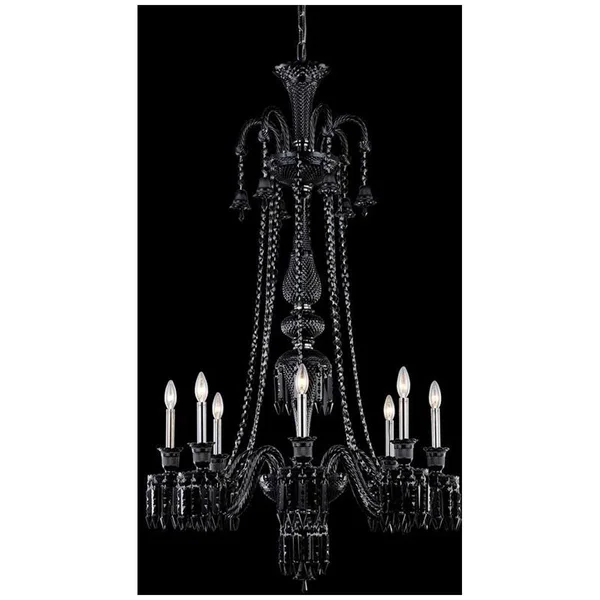 Majestic 8 Light Black Chandelier Jet (Black) Elegant Cut Crystal Elegant Lighting - 8908G53B-JT/EC