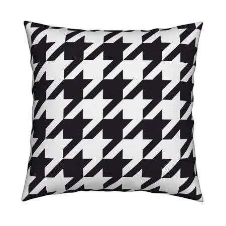 Black + White Houndstooth Check Throw Pillow Cover W Optional Insert by Roostery, Size: 18 x 18 Cu003EOnly