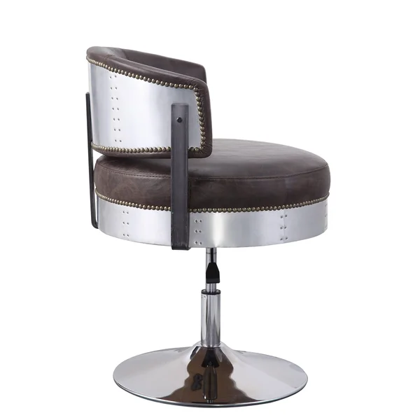 Acme Brancaster Adjustable Chair with Swivel - Distress Chocolate Top Grain Leather and Chrome