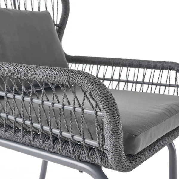 Set of 2 Gray Contemporary Outdoor Patio Club Chairs 33.75x22