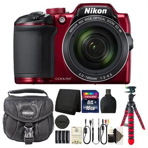 Nikon Coolpix B500 16MP Point and Shoot Camera Red with 16GB Accessory Kit