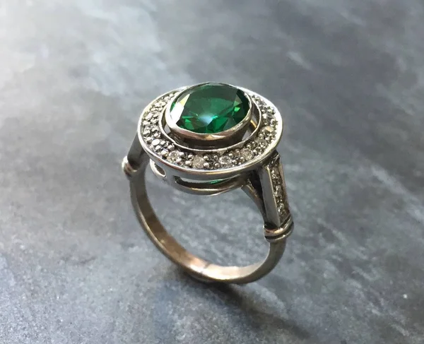 Emerald Ring, Antique Ring, Vintage Ring, Antique Emerald Ring, Antique Rings, Sterling Silver Ring, Green Vintage Ring, Created