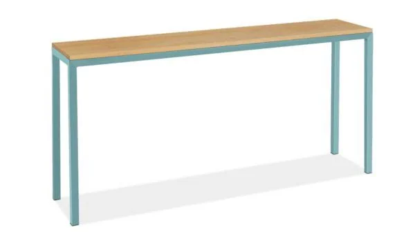 Room & Board, Modern Parsons 60W 12D 29h Console Table w/ 1.5x22 Leg, Maple Top w/ Ocean Blue Base