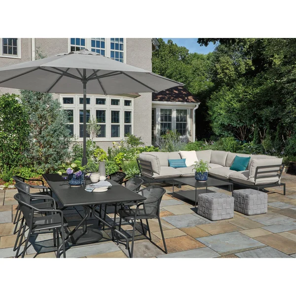 Room & Board, Modern Slim Outdoor Coffee Table 22D 46W 16H in Slate Grey Blue