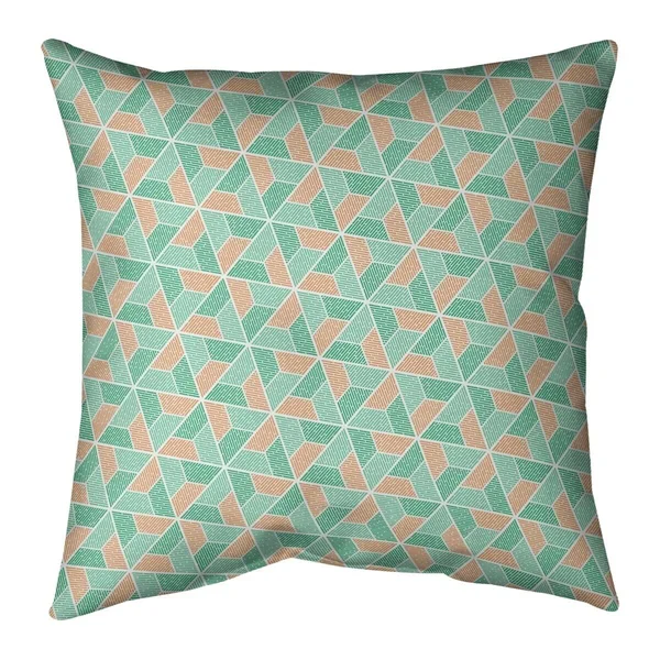 Two Color Trapezoids Throw Pillow - 26 x 26 - Teal & Green - Cotton
