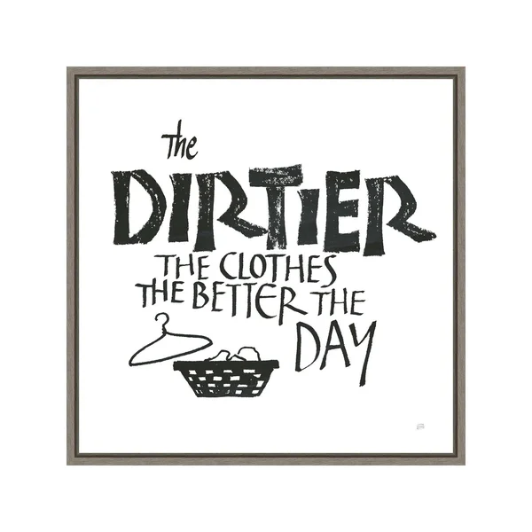 Amanti Art Laundry Room IV Framed Canvas Wall Art, Grey, 16x16