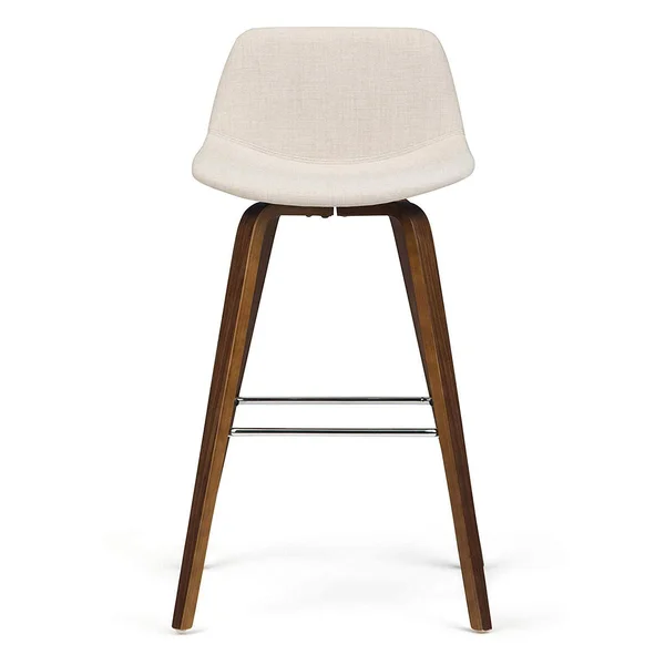 Simpli Home Randolph Bentwood Counter Height Stool - Set of 2, Natural Linen Look Fabric