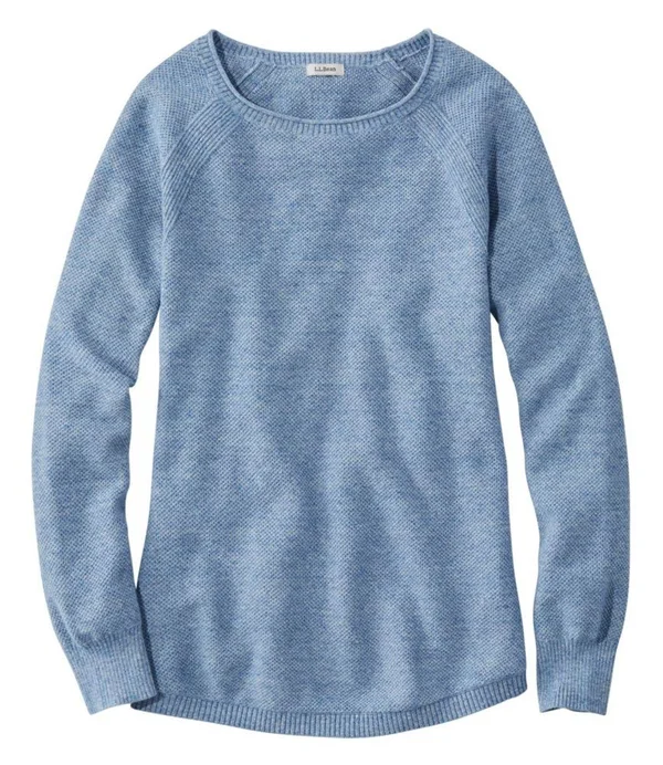 Women's Textured Cotton Sweater - Long-Sleeve Blue Extra Small, L.L.Bean