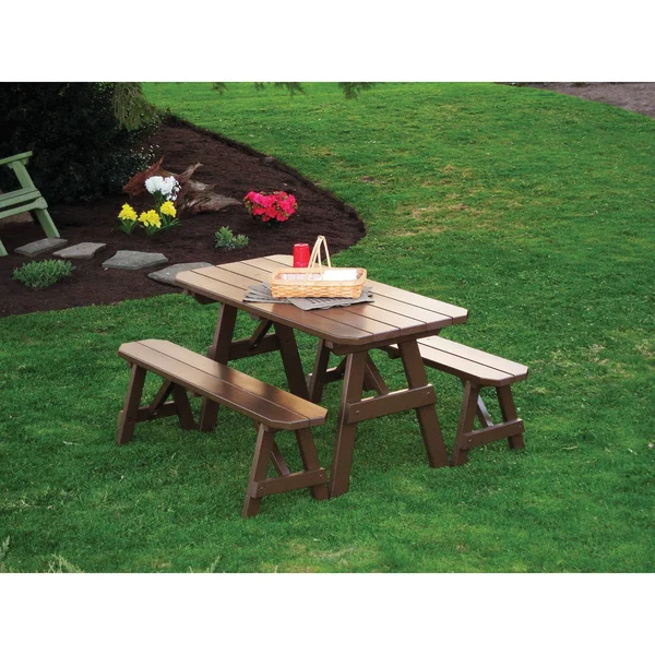 Pine 5' Traditional Picnic Table with 2 Benches - Lime Green
