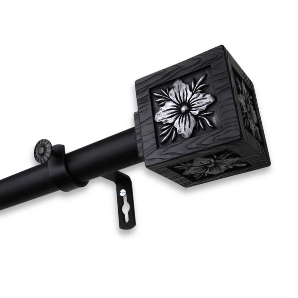 InStyleDesign Jocelyn Adjustable Curtain Rod - 28 to 48 Inches - Black