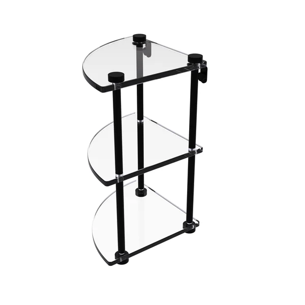 Allied Brass Glass Three-Tier Corner Shelf Black Matte
