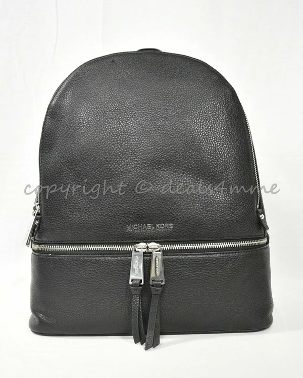 Michael Kors Rhea Large Leather Backpack Black One Size