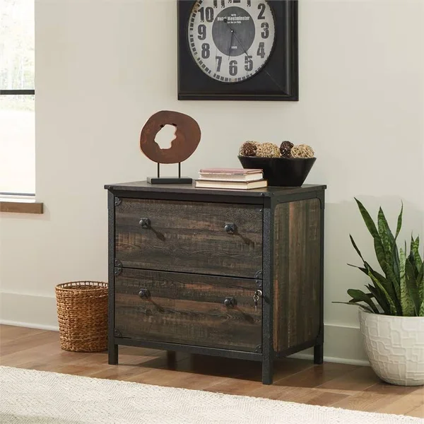 Sauder Steel River Lateral File in Engineered Wood-Carbon Oak - 427549
