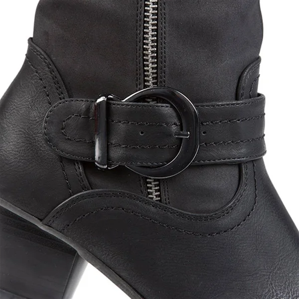 Pavers Women's Lightweight Calf Boot with Buckle - Burgundy, US 05
