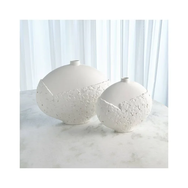 Global Views Asymmetrical Stipple Vase Matte White Large
