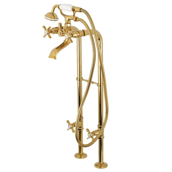 Traditional Freestanding Tub Faucet with Supply Line and Stop Valve - Polished Chrome