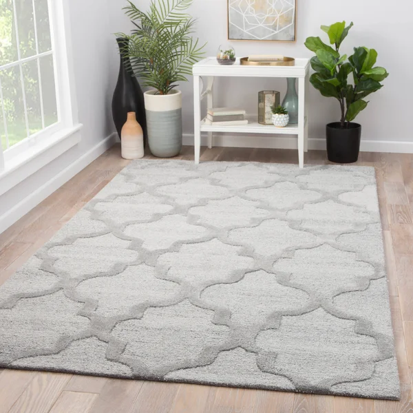 Portland Handmade Trellis Grey Area Rug - 2' x 3'